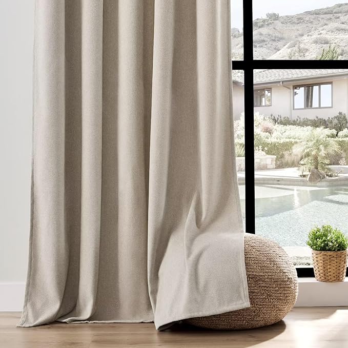 Joydeco Faux Linen Curtains 96 Inch Length 2 Panel Set, Light Filtering Curtains for Bedroom, 52 Inche Wide Living Room Drapes with Rod Pockets (52x96 inch, Linen)-Ruum Studio Home