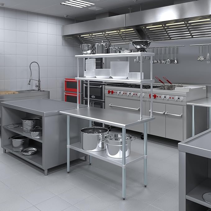 AmGood Double OverShelf Stainless Steel NSF - Many (48" Long x 12" Deep)-Ruum Studio Home