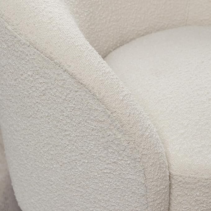KINWELL 34" W Mid Century Modern Swivel Barrel Chair, Round Upholstered Boucle Swivel Accent Chairs, No Assembly Sofa Chair for Living Room Bedroom Reading Apartment Lounge Nursery(Cream)-Ruum Studio Home