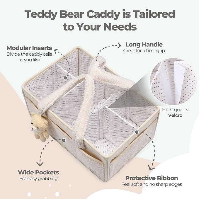 PeraBella Baby Diaper Caddy Organizer with Handle, Boy & Girl Shower Gift Basket, Portable Diaper Storage Basket Bin for Wipes, Newborn Baby Essentials Registry Search Must Haves, Car Caddy Organizer-Ruum Studio Home