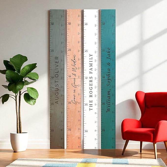 Personalized Wooden Growth Chart for Kids – Wall Height Ruler for Child Growth Tracking – Wooden Height Chart for Boys & Girls, Nursery & Home Decor Multiple Sizes & Colors-Ruum Studio Home