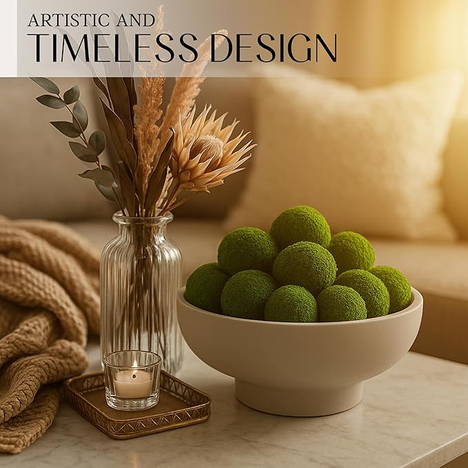 Large Decorative Bowl for Home Decor – Concrete Fruit Bowl for Kitchen Counter | Key Bowl for Entryway Table | Pedestal Bowl for Modern Decor | Coffee Table Centerpiece-Ruum Studio Home