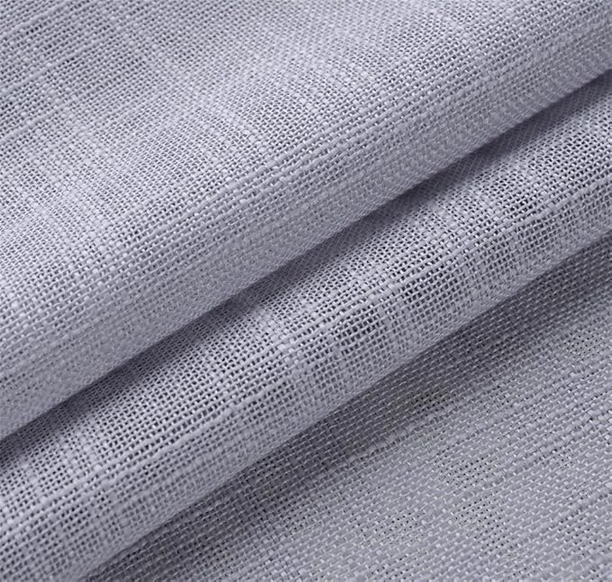 MIUCO Semi Sheer Curtains Poly Linen Textured Solid Grommet Curtains 63 Inches Long for Living Room 2 Panels (2 x 37 Wide x 63" Long) Silver-Ruum Studio Home