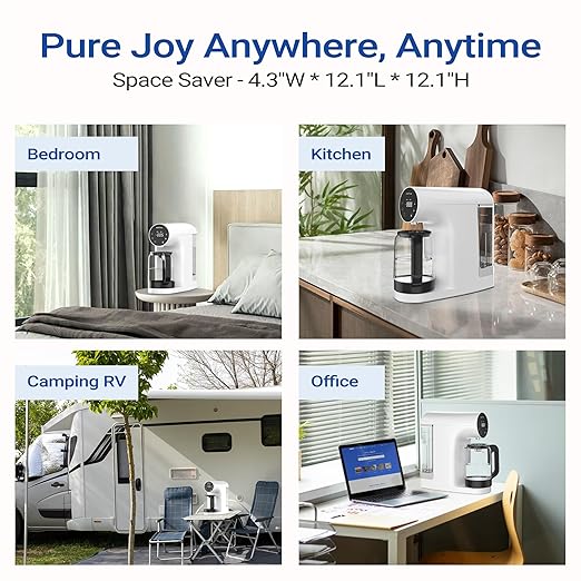 Ecoviva Countertop Reverse Osmosis Water Filtration System, Portable RO Water Filter Purifier with 5 Stage Filtration, 3:1 Pure to Drain, TDS Monitor, Faster Delivery Flow, Plug and Use - White-Ruum Studio Home