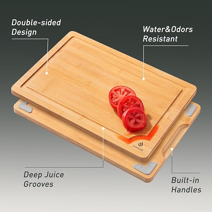 Extra Large Bamboo Board Charcuterie Non Slip Feet Over Sink Wooden Cutting Chopping Board Butcher Block Nice Solid Thick Juice Groove Big Xl XXl xlarge Hardwood Kitchen Counter Organic Meat BBQ Kit-Ruum Studio Home