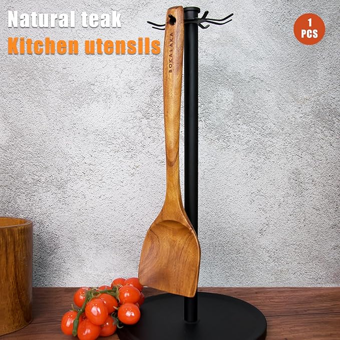 Wooden Spatulas, 1 Pcs Natural Teak Wood Spoon for Cooking Wooden Kitchen Utensil Wooden Spoons & Spurtle for Cooking-Ruum Studio Home