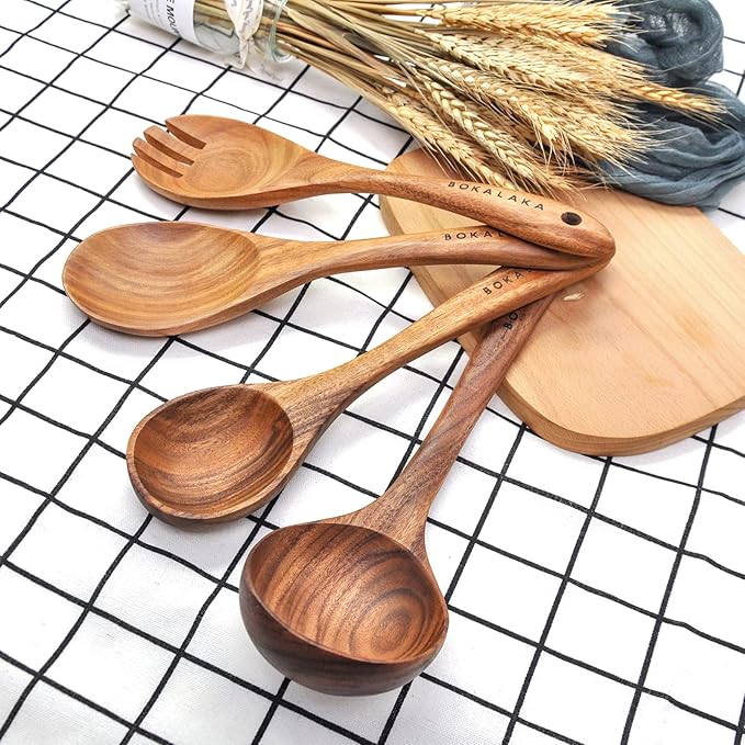 11 Pcs Wooden Kitchen Utensils Set - Wooden Spoons, Spatulas and More for Cooking-Ruum Studio Home