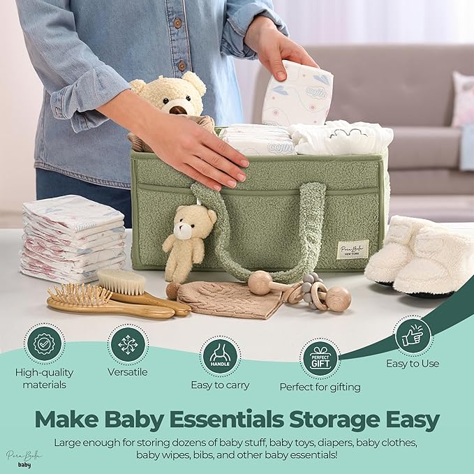 PeraBella Diaper Caddy Organizer for Changing Table, Storage Basket for Wipes, Gift for Baby Shower, Car Organizer, Nursery Organizer, Portable Storage-Ruum Studio Home