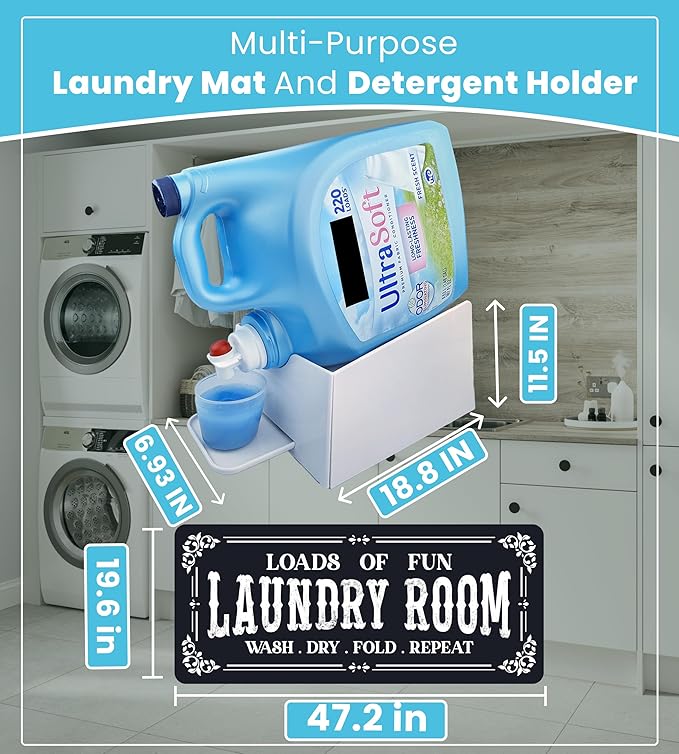 TidyFriend Laundry Detergent Holder with Laundry Room Rug Runner, Detergent Stand for Spill Protection, Non-Slip Runner Mat, and Stylish Room Organizer for Home & Laundry Spaces-Ruum Studio Home