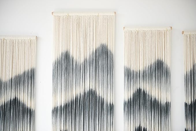 IOWER Large Macrame Wall Hanging 5Pcs Handmade Dip-Dyed Mountain Wall Decor Combination Suspension Bedroom Living Room Modern Fiber Yarn Wall Art-Ruum Studio Home