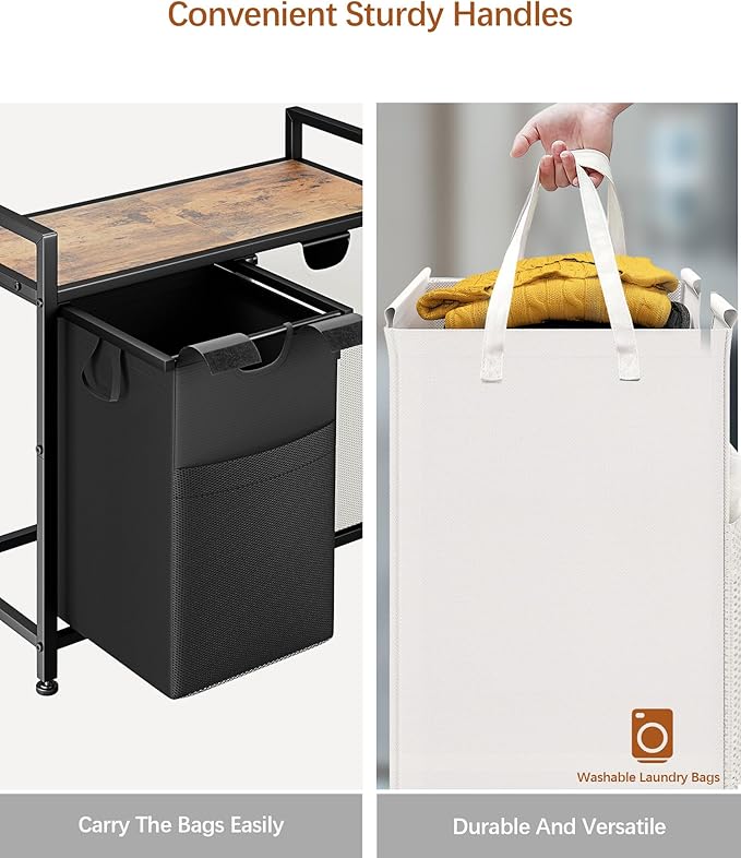 Lulive Double Laundry Hamper, Multifunctional Basket Organizer, 112L Laundry Sorter with Removable Bags and Fabric Handles, Large Top Shelf Laundry Bag for Bathroom, Dorm, Laundry Room-Ruum Studio Home