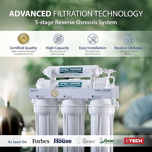 APEC Water Systems ROES-50 Essence Series Top Tier 5-Stage WQA Certified Ultra Safe Reverse Osmosis Drinking Water Filter System-Ruum Studio Home