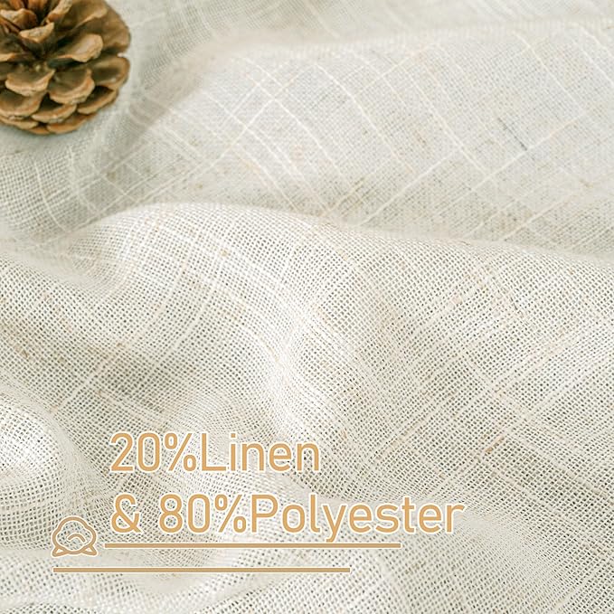 LAMIT Light Filtering Sheer Linen Curtains 84 inches Long, Linen Textured Semi Sheer Bronze Grommet Natural Boho Drapes for Living Room/Farmhouse/Bedroom, 2 Panels, Cream, 60 x 84 Inch-Ruum Studio Home