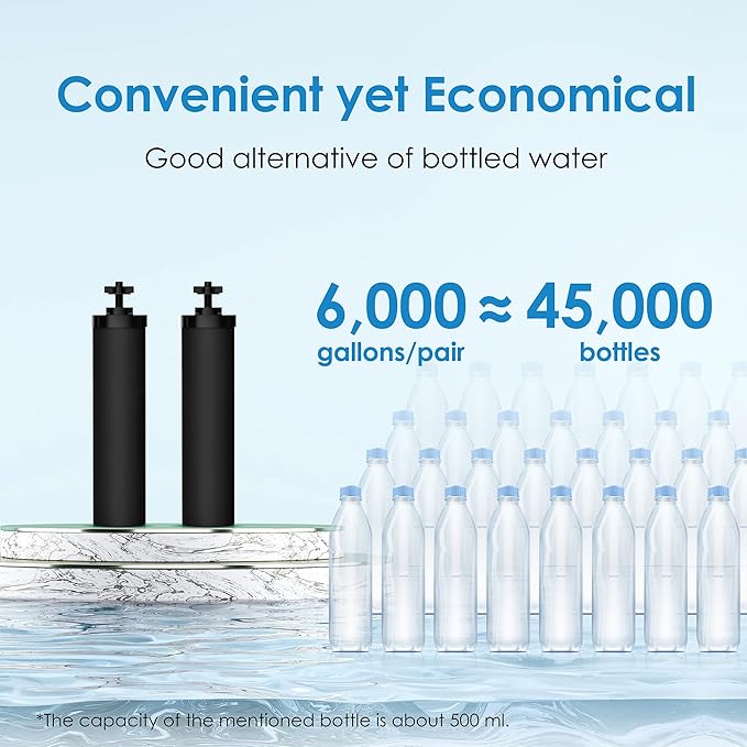 Waterdrop Upgrade NSF/ANSI 372 Certified Water Filter, Silver Ions Added, Replacement for Berkey® BB9-2® Black Filters, Berkey® Gravity Water Filter System and Waterdrop King Tank Series-Ruum Studio Home