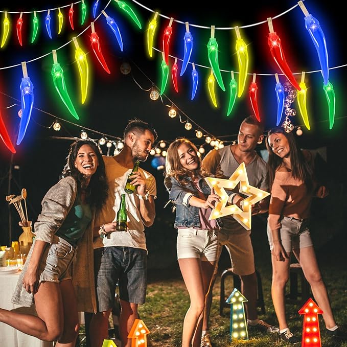 Chili Pepper String Lights, 40 LED 21Ft Chili Pepper Fairy Lights Battery Operated for Indoor Outdoor Garden Pool Birthday Mexican Party Wedding Christmas Summer Tropical Decor-Ruum Studio Home