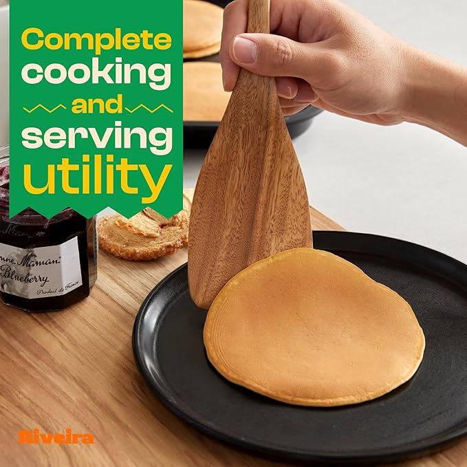 Riveira 9 Pieces Teak Wooden Spoons For Cooking – Premium & Durable Organic Teak Wooden Cooking Utensils – Non Stick Wooden Spatula For Cooking – Non Toxic Utensil Set With Holder & Spoon Rest-Ruum Studio Home