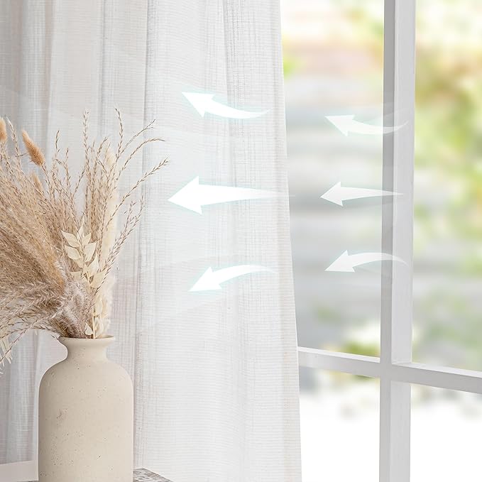 MYSKY HOME Extra Long Curtains for Living Room, Soft Cotton Fabric Boho Window Curtain Drapes for Sliding Glass Door Light Filtering Semi Sheer Backdrop Panels, 100 x 108 Inches, Natural, 1 Pieces-Ruum Studio Home