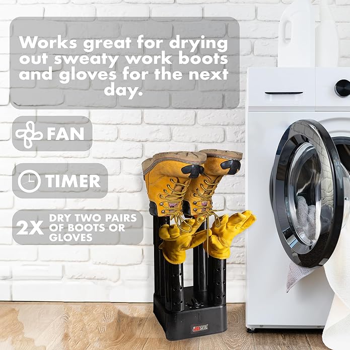 JobSite Boot Dryer - Mighty Dry with Heat Blower Fan - Fast Glove & Shoe Dryer - Helps Reduce Odor-Ruum Studio Home