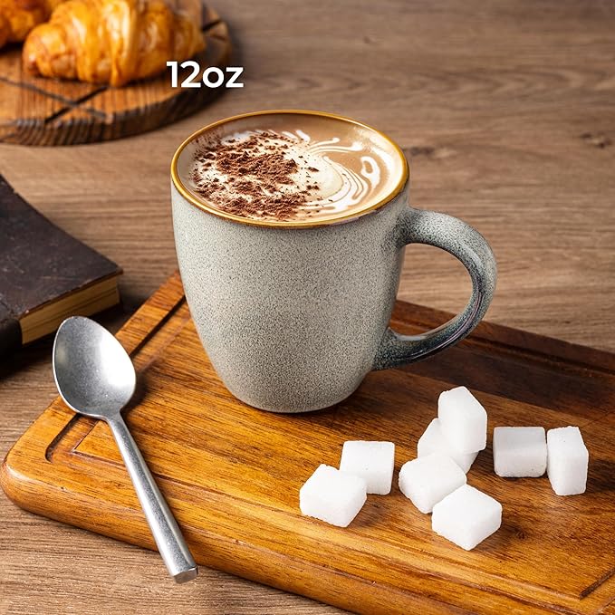 GBHOME Ceramic Coffee Mugs Set of 6, 12oz Stoneware Coffee Mugs Set For Dad Mom Women MEN, Light Weight Coffee Cups for Latte/Tea/Beer/Hot Cocoa, Dishwasher & Microwave Safe-Ruum Studio Home
