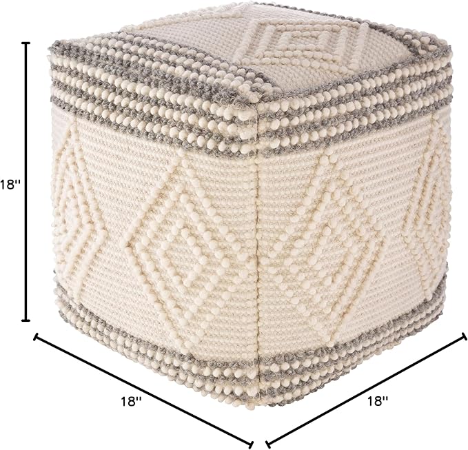 Mark&Day Pouf Ottoman, Prellenkirchen Modern Charcoal Cube Pouf Foot Rest for Living Room, Bedroom and Boho Home Decor (18"x18"x18")-Ruum Studio Home