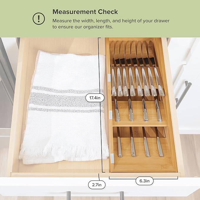 Premium Cutlery, Flatware, and Silverware Drawer Organizer – Slanted 3-Compartment Design with Labeled Slots, Non-Slip Feet, 100% Sustainable Bamboo-Ruum Studio Home