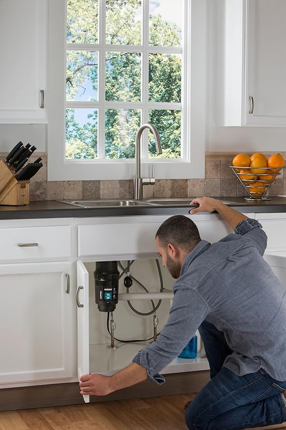 Moen Prep Series PRO Continuous Feed Compact Garbage Disposal for Kitchen Sink with Power Cord, GXP50C-Ruum Studio Home
