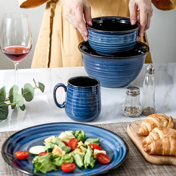 Hasense Espresso Cups 8 oz, Small Coffee Cups Set of 6, Ceramic Mugs with Handle for Coffee, Tea, Cappuccino and Mocha, Dishwasher & Microwave Safe, Blue-Ruum Studio Home