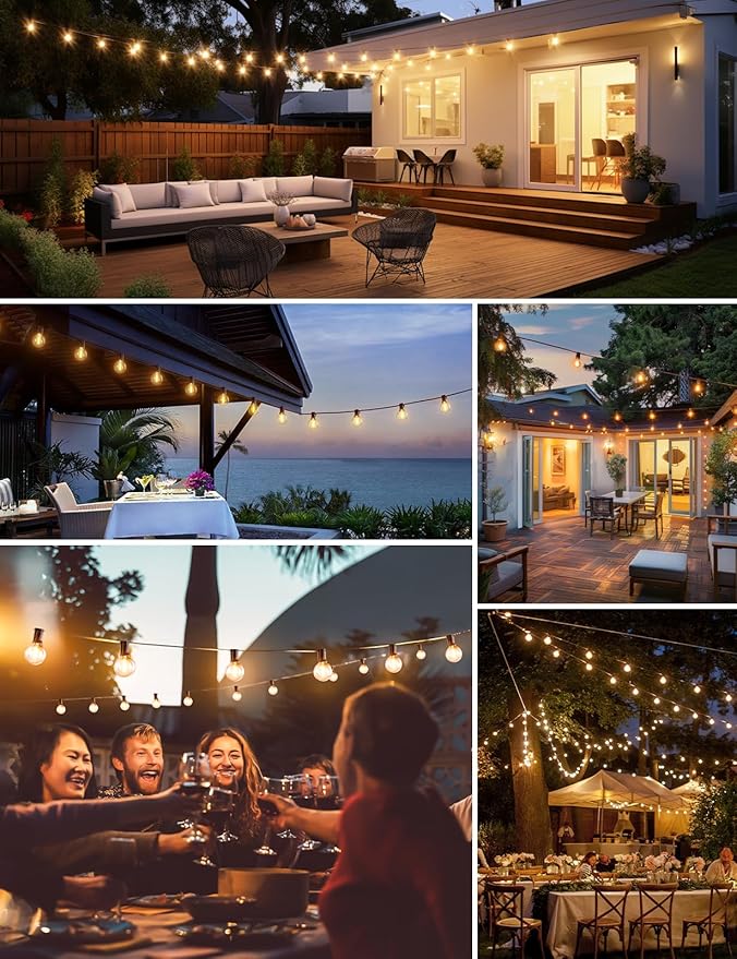 RTTY Outdoor String Lights 50 FT Globe LED Patio Lights with G40 Plastic Bulbs,Waterproof Shatterproof Dimmable Connectable Hanging for Backyard Porch Balcony Party Cafe Deck Decor-Ruum Studio Home