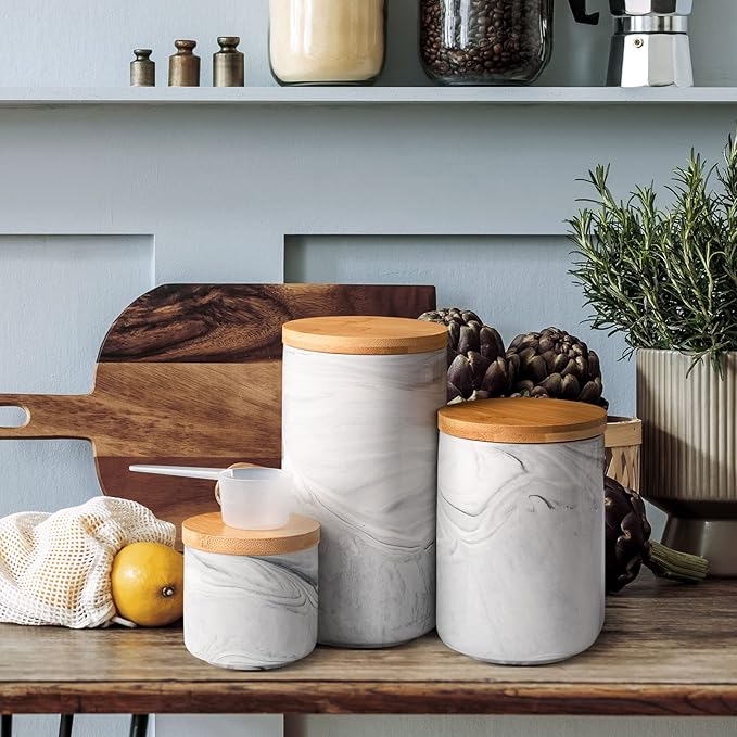Yangbaga Coffee Canister with Airtight Lid, Ceramic Sugar Canisters Sets for the Kitchen, Food Storage Containers for Ground Coffee,Tea,Sugar,Spice-Ruum Studio Home