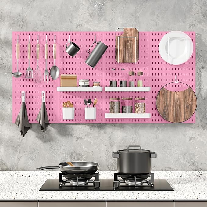 Pegboard Combination Kit, 25.2" x 25.2" Wall Mounted Storage Set with 4 Pegboards & 20 Accessories Hanging, Peg Boards Organizer-Ruum Studio Home
