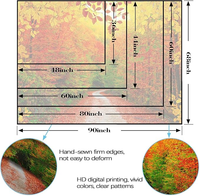 AMM Autumn Forest Tapestry Nature Fall Tree Thanksgiving Tapestry for Bedroom Aesthetic Autumn Path Yellow Red Fallen Leaves Landscape Tapestries Wall Hanging for Living Room Dorm 80 x 60 Inch-Ruum Studio Home