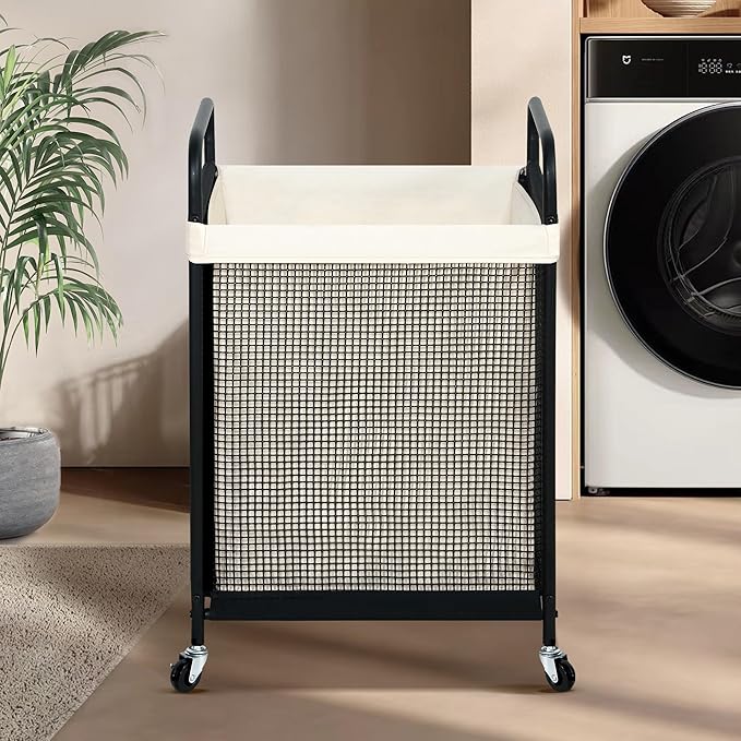 STO STO Laundry Hamper, 90L Rolling Laundry Sorter Cart with Removable and Washable Liner Bag, Rolling Clothes Hamper with Metal Handle for Laundry Room and Bedroom-Ruum Studio Home