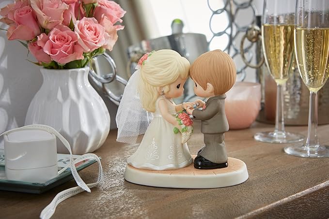 Precious Moments 222009 with This Ring, I Thee Wed Bisque Porcelain/Fabric Figurine-Ruum Studio Home