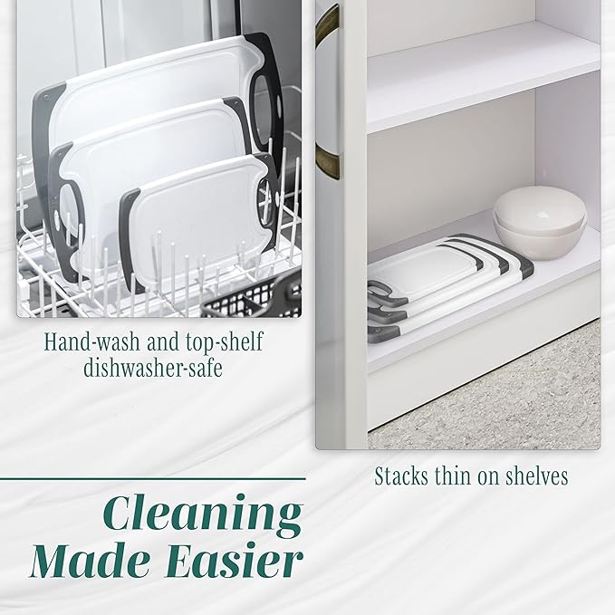 Cutting Boards for Kitchen - BPA-Free Chopping Board - Different Sizes & Non Slip Handles - Reversible, Large Cutting Board Set - Unique Gifts for Cooks Who Have Everything - 3-Pack Gray-Ruum Studio Home