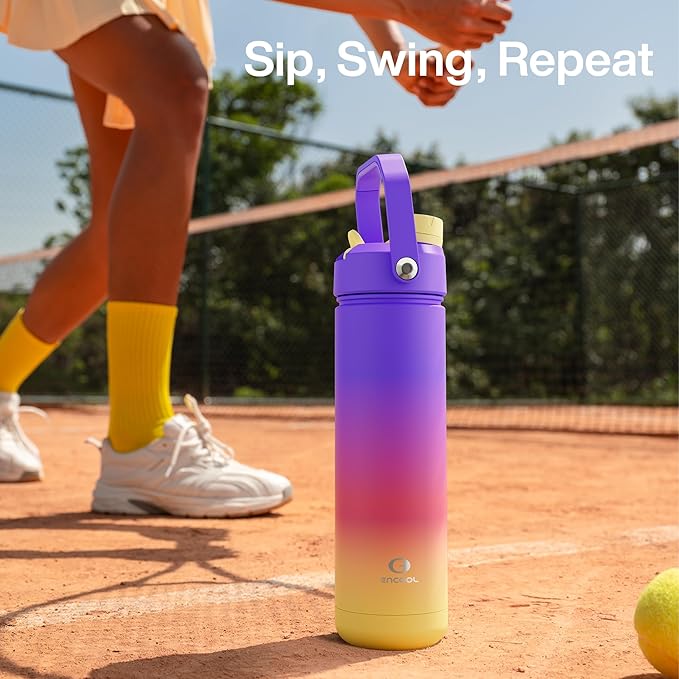 Insulated Water Bottle with Straw Stainless Steel Water Bottle, Leak-Proof, BPA-Free, Double Wall Vacuum Keeps Cold for 24 Hours for Sports, Travel, School (18 oz, Peach Dream)-Ruum Studio Home