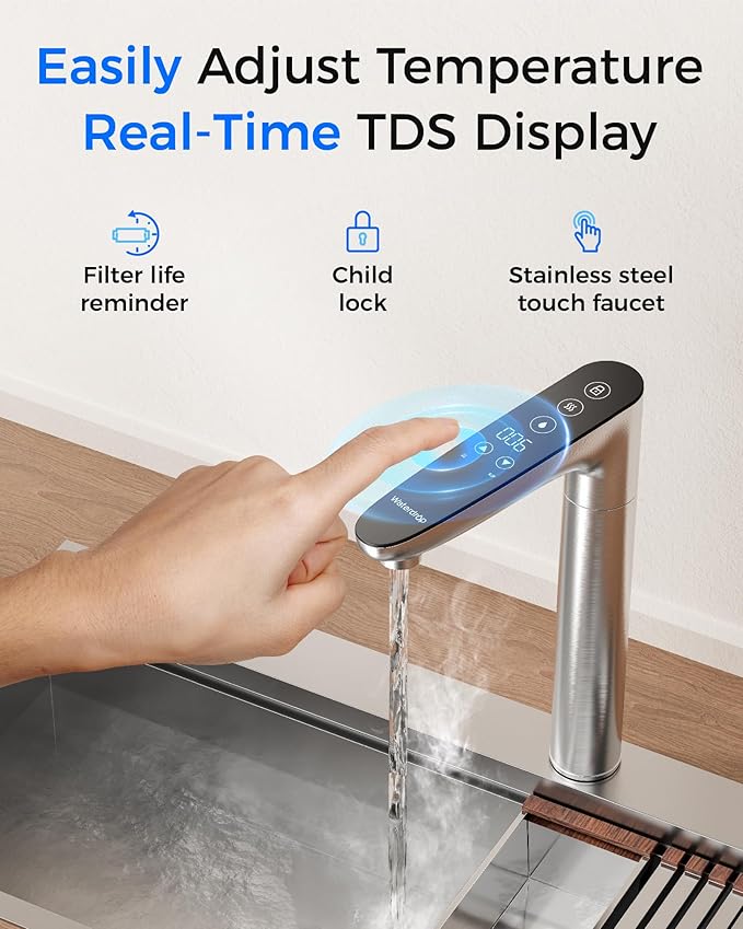 Waterdrop Reverse Osmosis System, Instant Hot Water Dispenser, 600 GPD, Reduce PFAS, Tankless, 2:1 Pure to Drain, Under Sink, TDS Reduction, Smart LED Faucet, Hot and Cold Water Dispenser Faucet-Ruum Studio Home