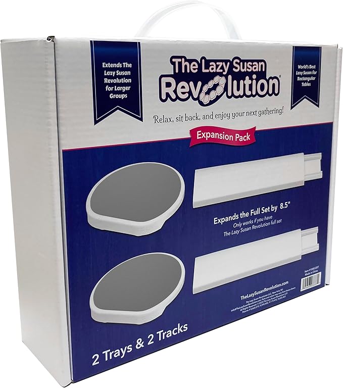 Expansion Pack - Light Gray - 2 Straight Tracks and 2 Trays. Does not Work Without the Lazy Susan Revolution Full Set (Sold Separately).-Ruum Studio Home