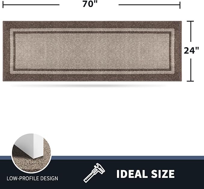 PURRUGS Dirt Trapping Door Mat 24" x 70", Non-Slip/Skid Machine Washable Entryway Rug, Shoes Scraper, Area Rug, Super Absorbent Welcome Mat for Muddy Wet Shoes and Paws, Beige & Grayish Brown-Ruum Studio Home