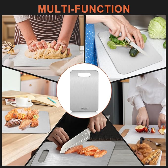 Stron- Dura Cutting Board - 304 Food Grade Stainless Steel Cutting Boards for Kitchen- for cutting Meat, Fruit, Vegetables, Outdoor or Indoor 11.5" X 8" (1, Small)-Ruum Studio Home