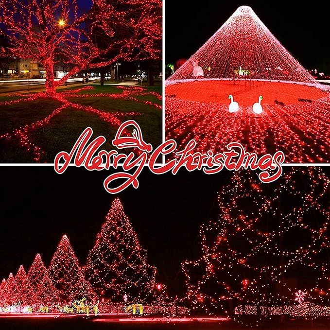300LIGHTS(2*150L) RED Extra-Bright with End Connectors Christmas Decorative Lights 19.44m UL Certified Mini String Light Set Waterproof for Home Garden Holiday Tree Party Patio Decor Wedding-Ruum Studio Home