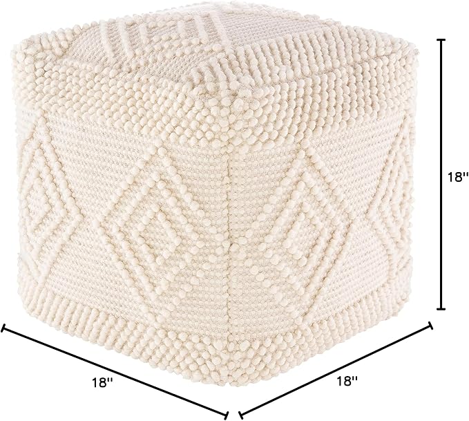 Mark&Day Pouf Ottoman, Prellenkirchen Modern White Cube Pouf Foot Rest for Living Room, Bedroom and Boho Home Decor (18"x18"x18")-Ruum Studio Home