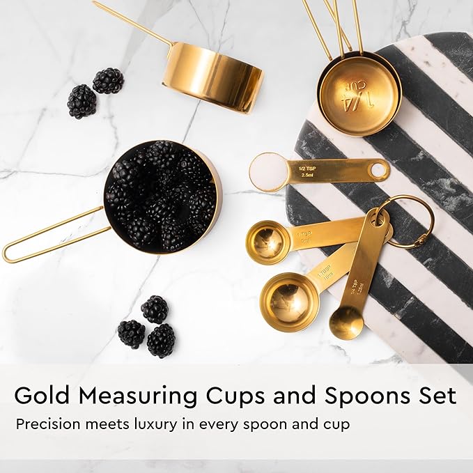 Black and Gold Kitchen Utensils Set - 19-PC Set Includes Stainless Steel and Silicone Cooking Utensils, Measuring Cups and Spoons - Black and Gold Kitchen Accessories for Stylish Cooking & Serving-Ruum Studio Home
