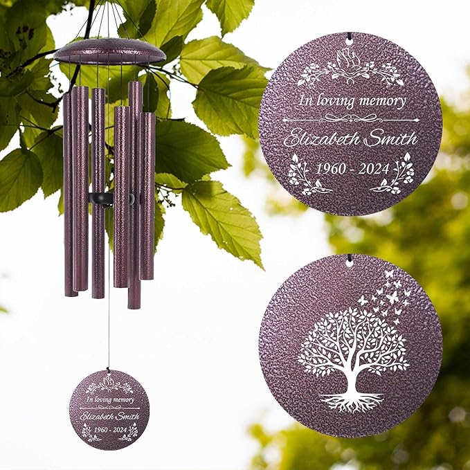 ASTARIN Memorial Wind Chimes Personalized, Bereavement Condolence Gifts for Loss of Mother Husband Wife, Customized Wind Chimes for Outside Deep Tone(Produced in USA)-Ruum Studio Home