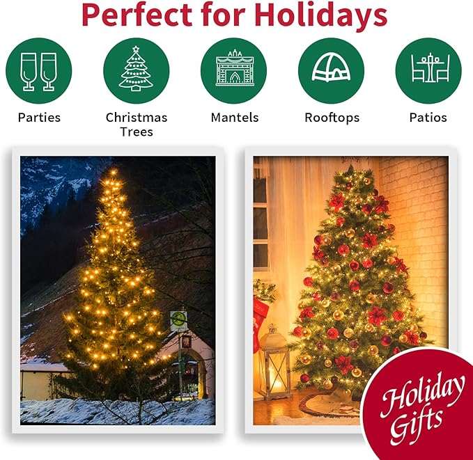 Yellow Wide Angle LED String Lights, 64.8 Ft 300 Count, Pack of 3 Strands 21.9 Ft 100 Lights UL Certified Commercial Grade Green Wire 5mm Holiday String Light-Ruum Studio Home