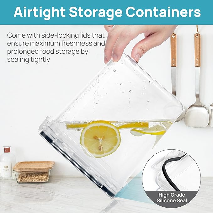 Vtopmart 10 PCS Flour and Sugar Storage Container, Large Airtight Food Canisters with Lids for Kitchen, Pantry Organization, BPA Free, Black-Ruum Studio Home