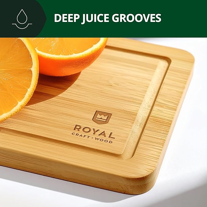 Wooden Cutting Boards for Kitchen Meal Prep & Serving - Bamboo Wood Cutting Board Set - Charcuterie & Chopping Butcher Block for Meat - Kitchen Gadgets Gift-Ruum Studio Home