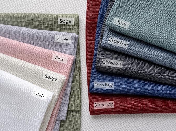 MIUCO Semi Sheer Curtains Poly Linen Textured Solid Grommet Curtains 84 Inches Long for Living Room 2 Panels (2 x 37 Wide x 84" Long) Dusty Blue-Ruum Studio Home