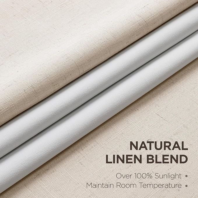 Joydeco Pinch Pleated Linen Curtains for Living Room, 100% Blackout Curtains 84 inches Long 2 Panel Thermal Insulated Pinch Pleat Drapes(Ecru,40'' Wx84'' L)-Ruum Studio Home