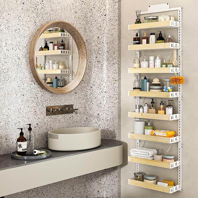 bukfen Over the Door Pantry Organizer 8-Tier Adjustable Basket Kitchen Pantry Door Organization and Storage, 2 in 1 Wall Mount or Hanging Heavy-Duty Metal Hanging Kitchen Spice Rack-Ruum Studio Home