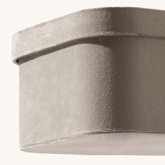 La Jolie Maison Velvet Storage Baskets with Lids, Sturdy Stackable Cardboard Boxes with Decorative Trays, Organizer Bins for Bathroom Bedroom Organizing, Taupe, Set of 3-Ruum Studio Home